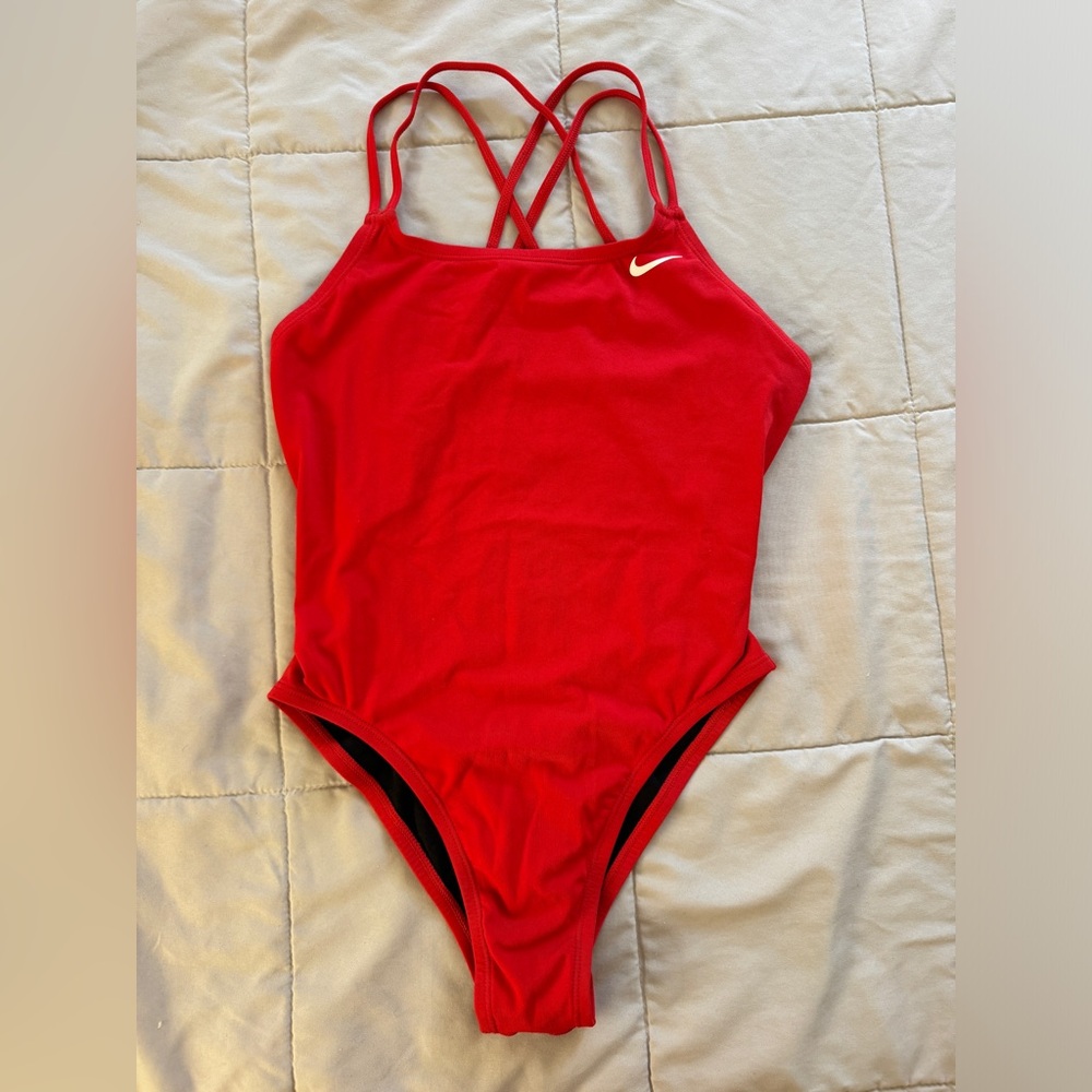 Nike Red Athletic One Piece Swimsuit HydraStrong